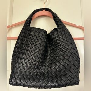 Elegant Black Woven Mini Tote Bag